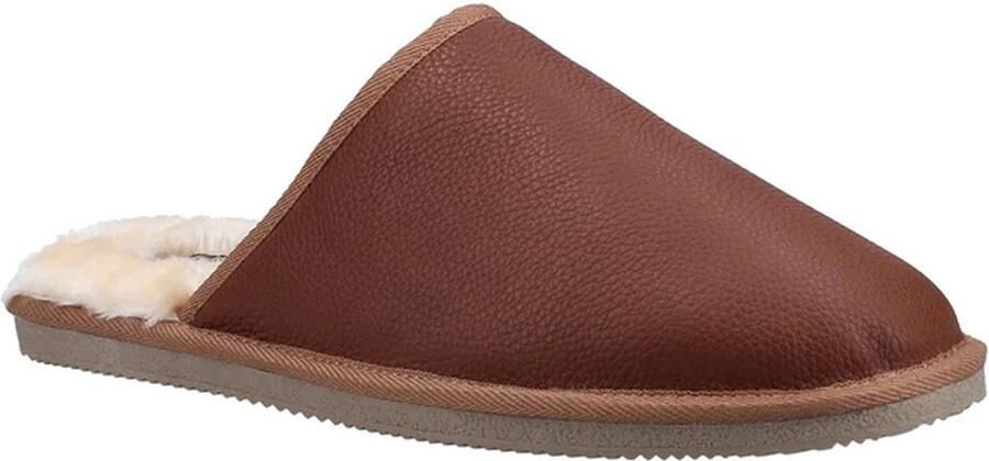 Hush Puppies Heren Coady Leren Slippers (Tan)