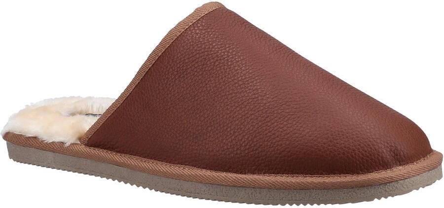 Hush Puppies Heren Coady Leren Slippers (Tan)