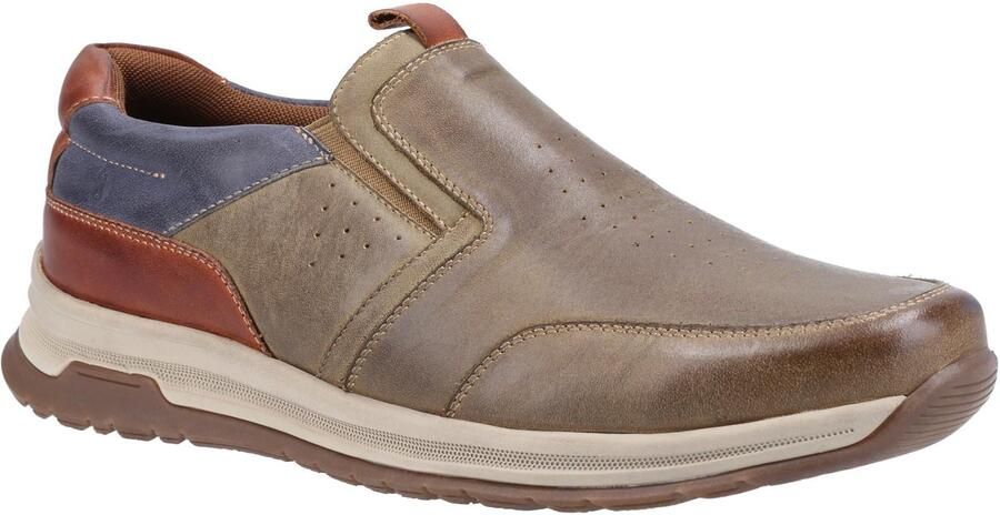 Hush Puppies Heren Cole lederen vrijetijdsschoenen (Khaki Navy Tan)