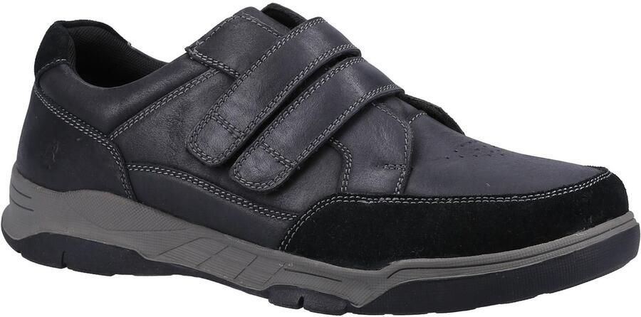 Hush Puppies Heren Fabian leren schoenen met dubbele band (Zwart)