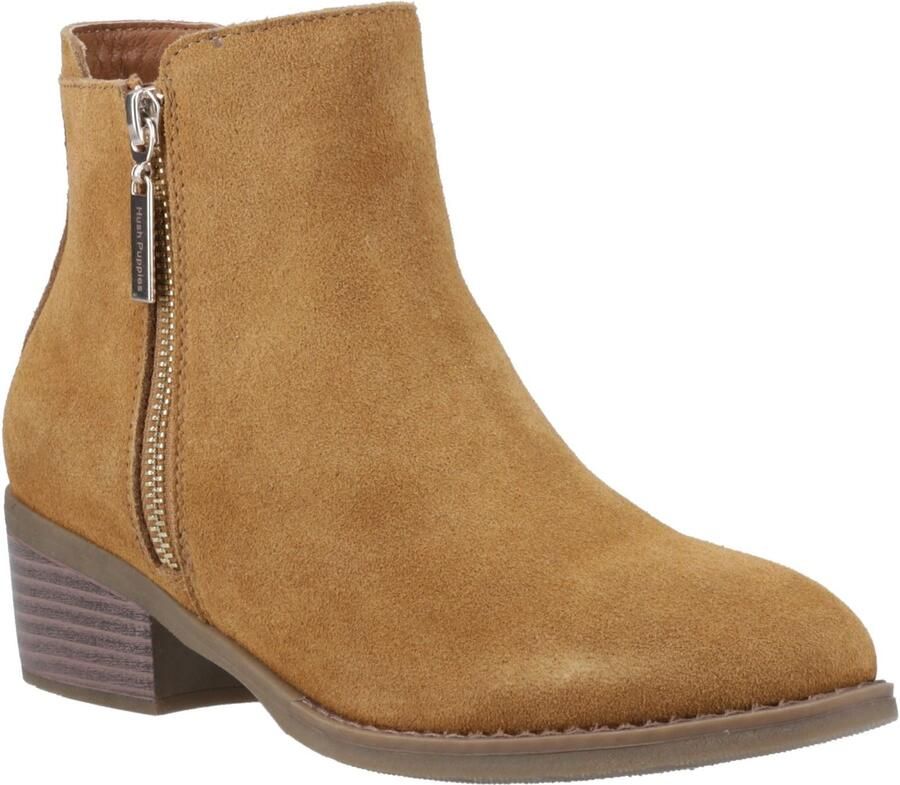 Hush Puppies Ingrid Suède Dames Tan Hak Enkellaarsjes