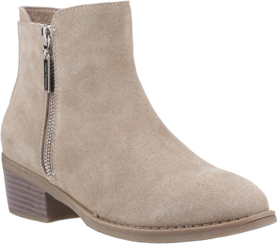 Hush Puppies Ingrid Suède Taupe Enkellaarzen Met Hak Voor Dames
