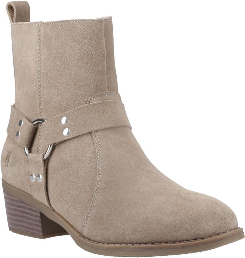 Hush Puppies Iria Dames Suède Taupe Enkellaarsjes Met Hak