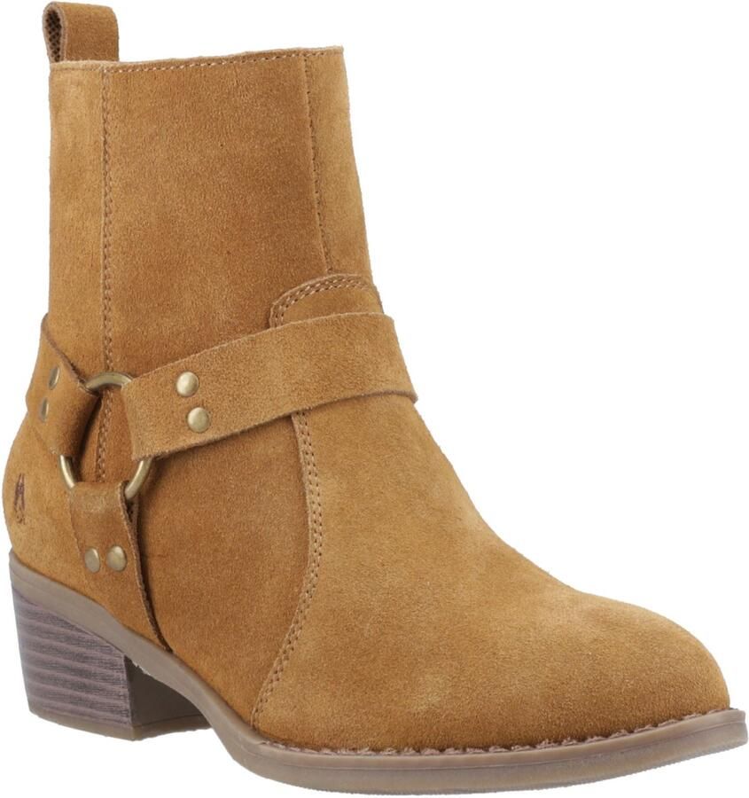 Hush Puppies Iria Suède Tan Enkellaarsjes Met Hak Voor Dames