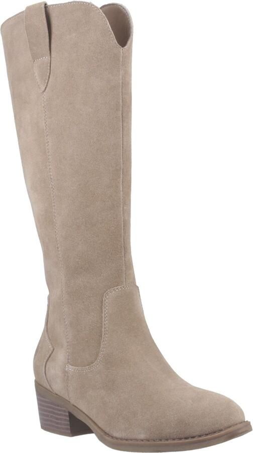 Hush Puppies Isabella Dames Suède Taupe Kniehoge Laarzen Met Hak