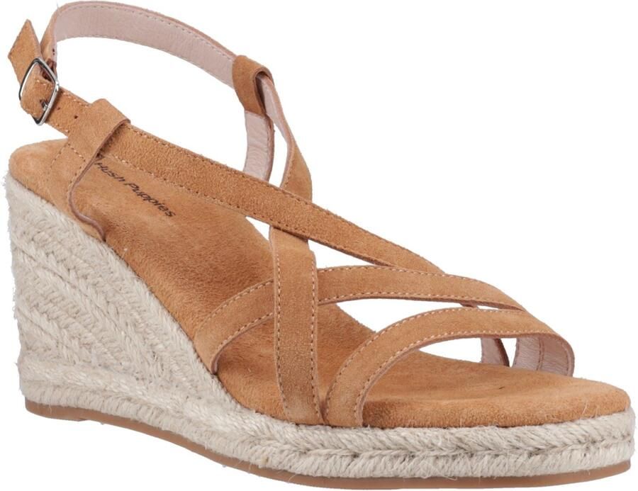 Hush Puppies Jenny Espadrille Wedge Suède Dames Tan Hakken