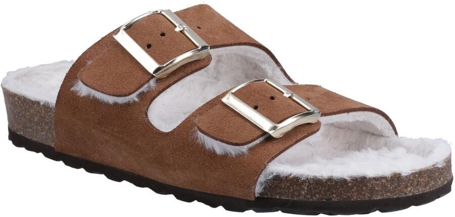 Hush Puppies Jessie Leren Vrouwen Slippers Tan