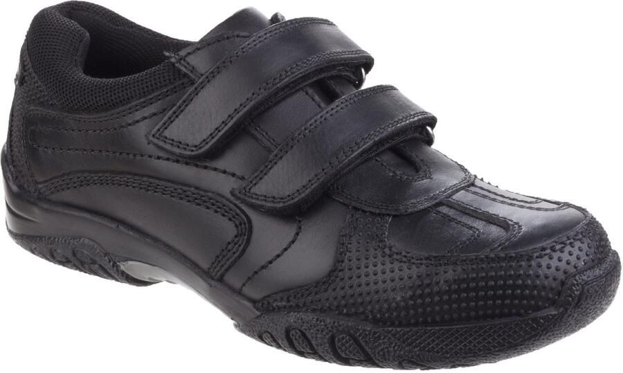 Hush Puppies Jezza Senior Leer Jongens Zwarte Loafers