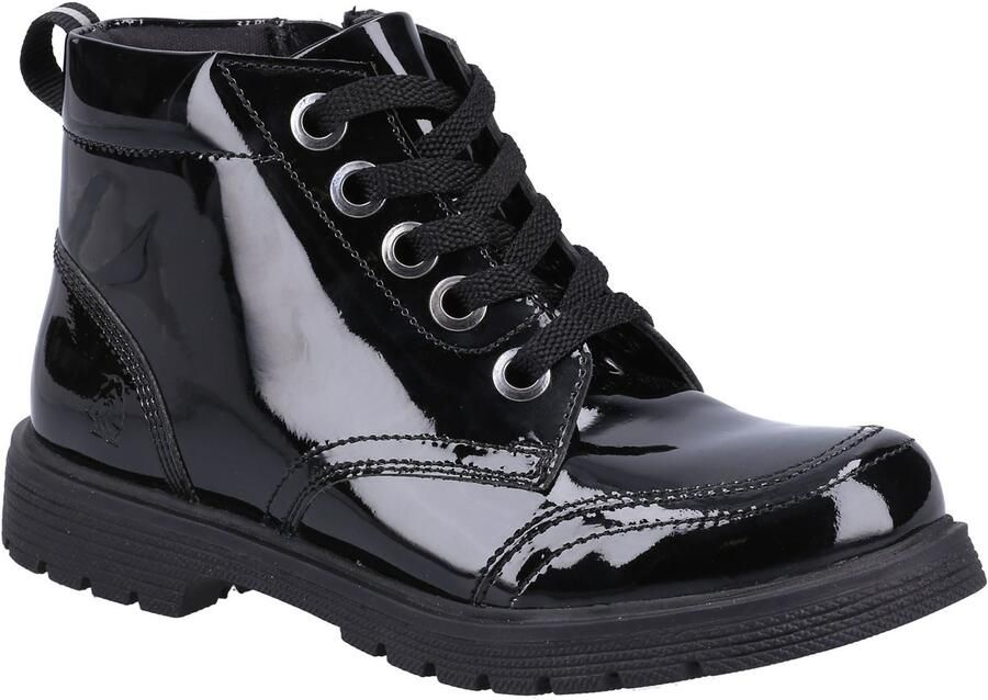 Hush Puppies Jolie Patente JNR Leren Zwarte Meisjeslaarzen