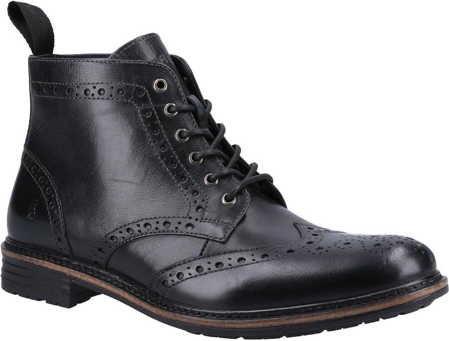 Hush Puppies Joshua Leer Heren Zwart Laarzen