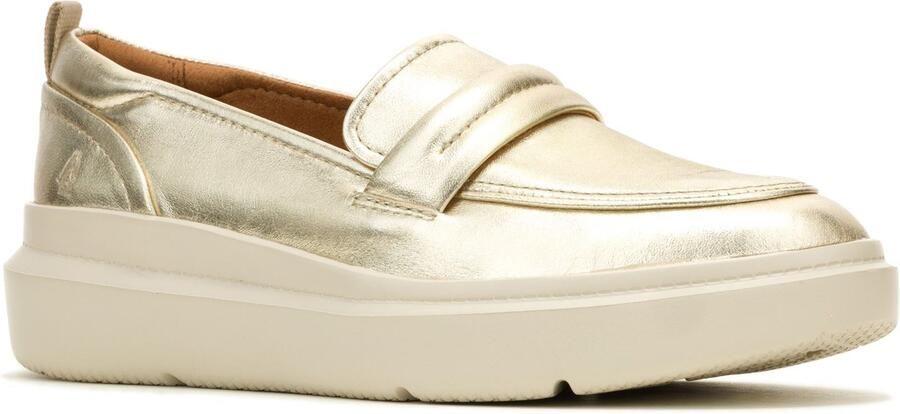 Hush Puppies Joy Penny Leer Dames Champagne Instappers