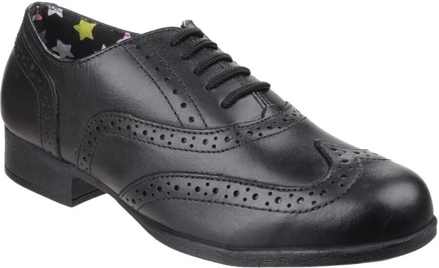 Hush Puppies Kada Junior Leren Meisjes Zwarte Brogues