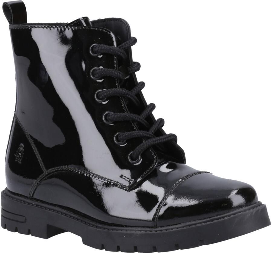 Hush Puppies Lauren Patent Senior Leren Zwarte Boots voor Meisjes