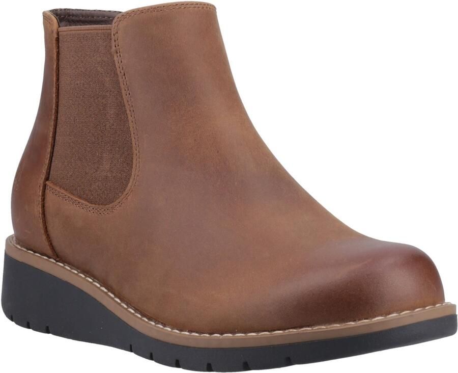 Hush Puppies Leonie Leren Damesschoenen Bruine Platte Chelsea Laarzen