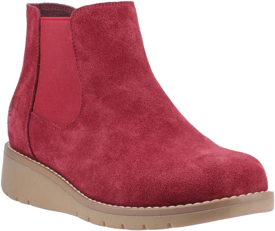 Hush Puppies Leonie Suède Dames Bordo Platte Chelsea Boots