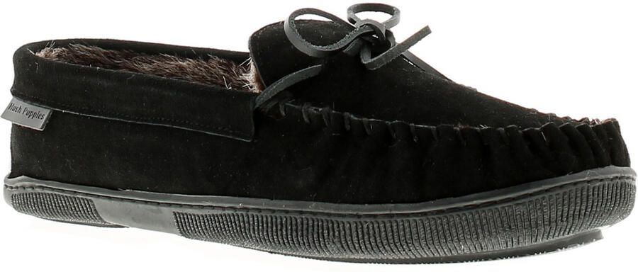 Hush Puppies leren heren pantoffels zwart