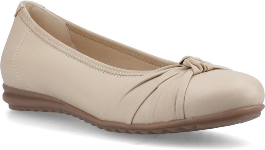Hush Puppies Lilith Lederen Dames Crème Standaard Ballerina's