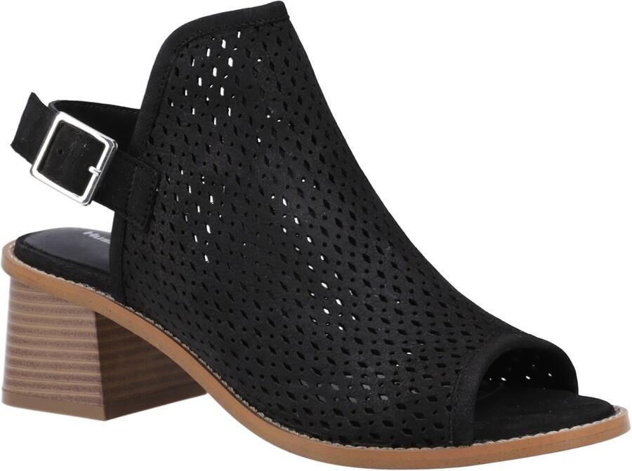 Hush Puppies Louise Hakken Leer Dames Zwarte Sandalen