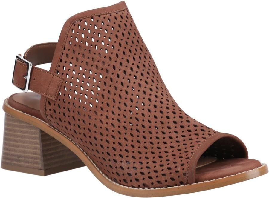 Hush Puppies Louise Hakken Leren Dames Bruine Sandalen