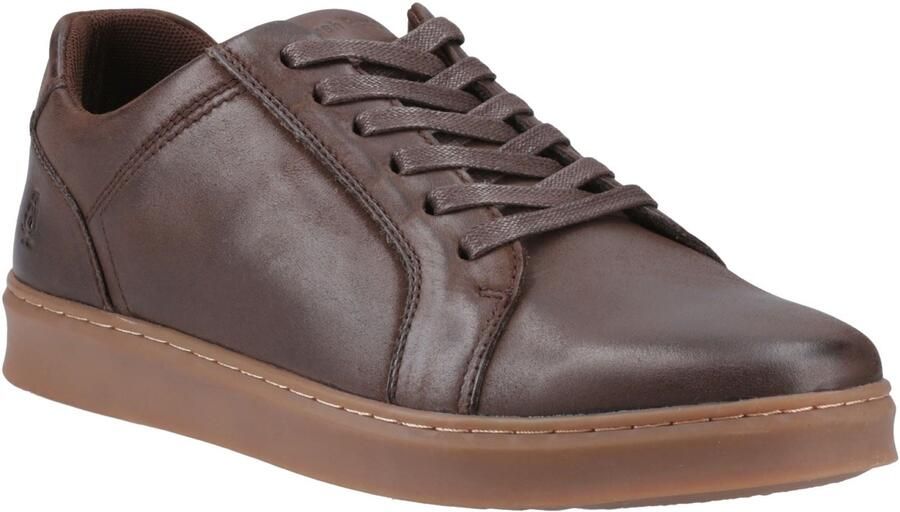 Hush Puppies Madden Leren Heren Sneakers In Koffiebruin