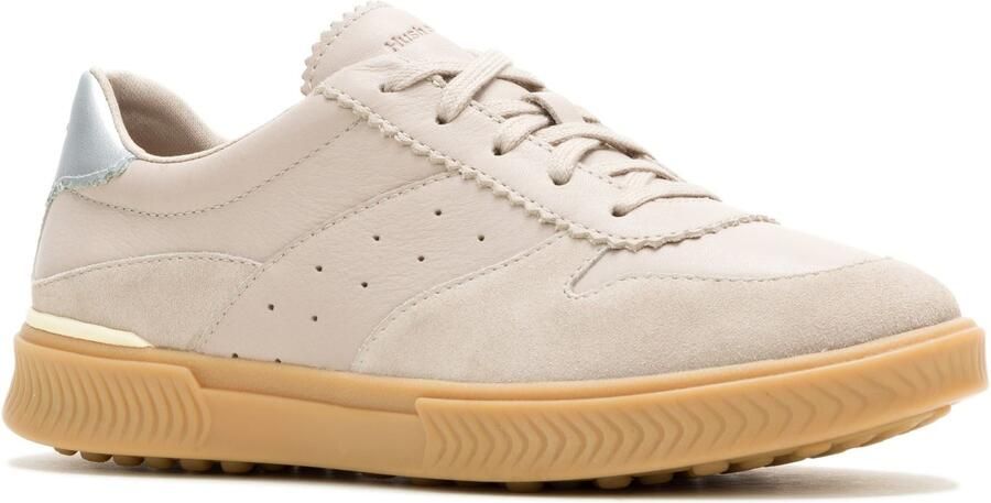 Hush Puppies Mae Leren Dames Taupe Sneakers