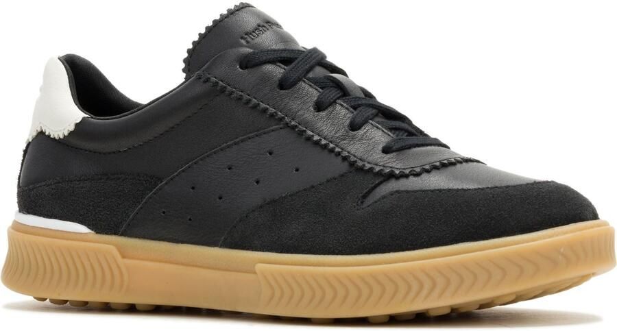 Hush Puppies Mae Leren Dames Zwarte Sneakers