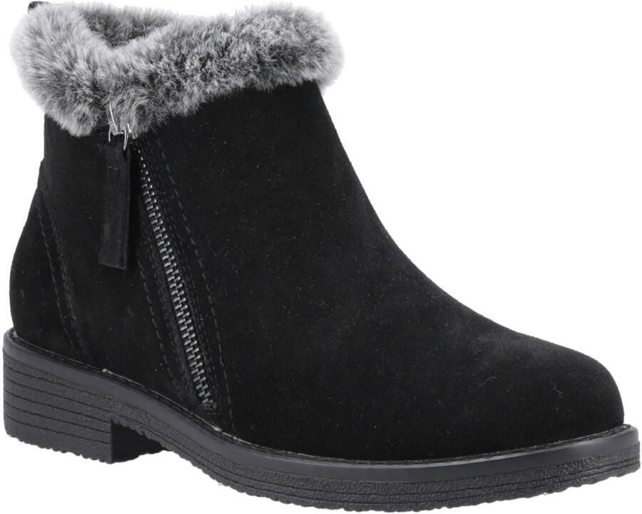 Hush Puppies Marnie Suède Dames Zwarte Winter Enkellaarzen
