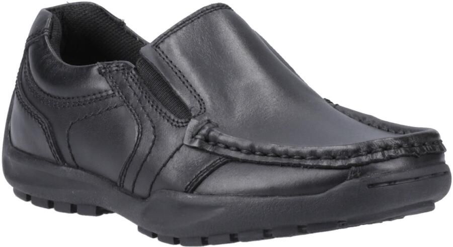 Hush Puppies Morgan Leer Jongens Zwarte Loafers