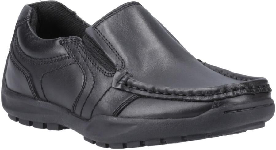 Hush Puppies Morgan Leer Jongens Zwarte Loafers