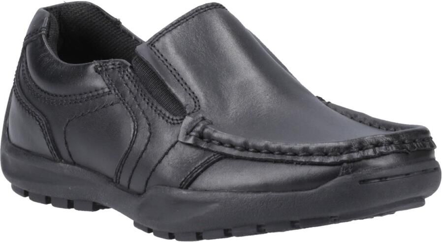 Hush Puppies Morgan Leer Jongens Zwarte Loafers