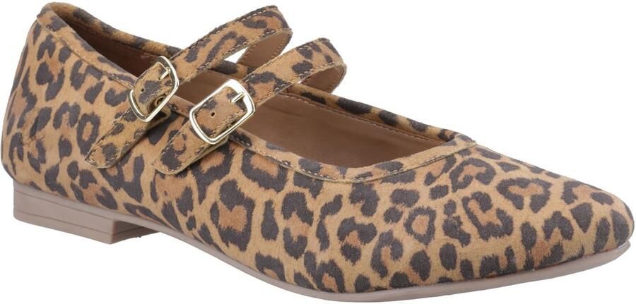 Hush Puppies Nancy Mary Jane Leren Dames Luipaard Ballerina's