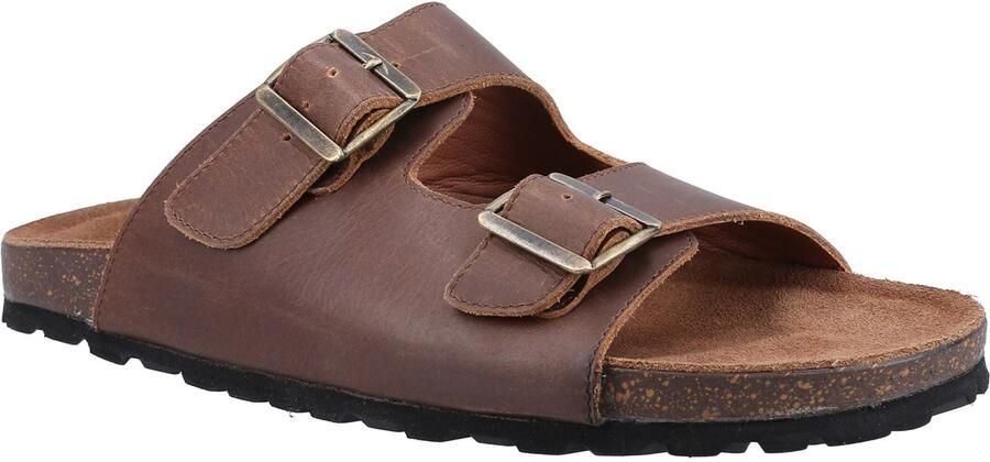 Hush Puppies Nash Slider Leren Heren Bruine Sandalen