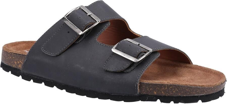 Hush Puppies Nash Slider Leren Heren Sandalen Zwart