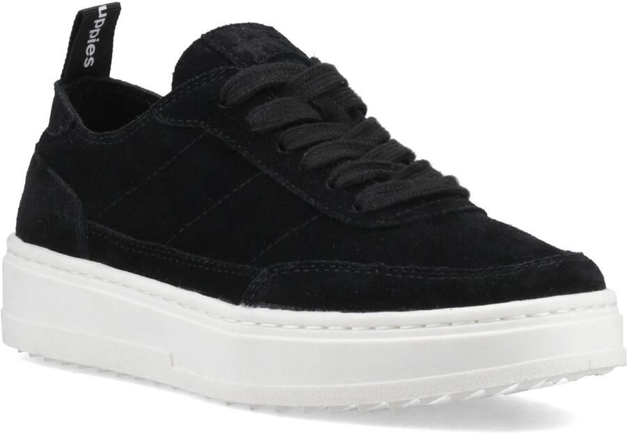Hush Puppies Nesta Leren Dames Zwarte Standaard Sneakers
