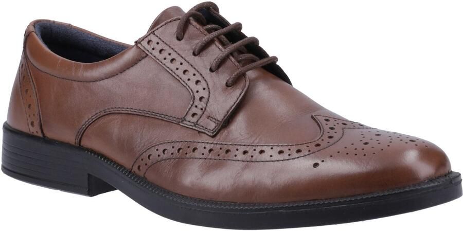 Hush Puppies Nolan Lederen Heren Tan Brogues Schoenen