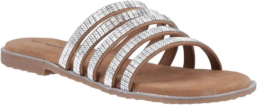 Hush Puppies Paris Slide Suède Dames Pantoffels Tan Zilver