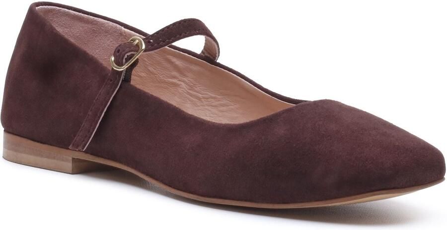 Hush Puppies Pasha Suède Dames Chocolade Ballerina's