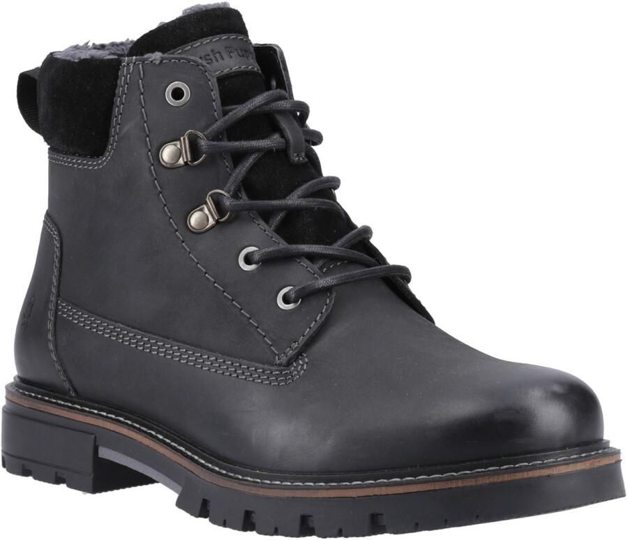 Hush Puppies Pier Leren Zwarte Enkellaarzen Voor Heren