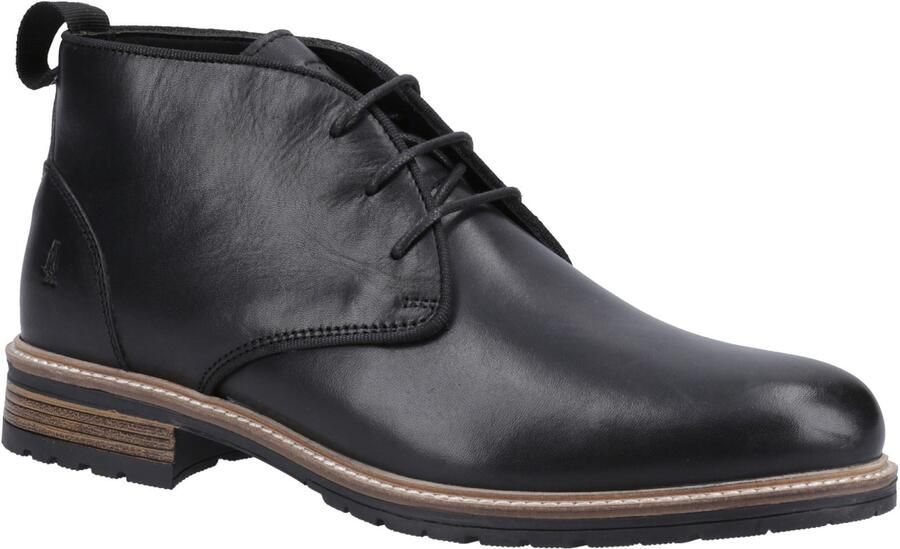 Hush Puppies Ricky Leren Zwarte Enkellaarzen Voor Heren