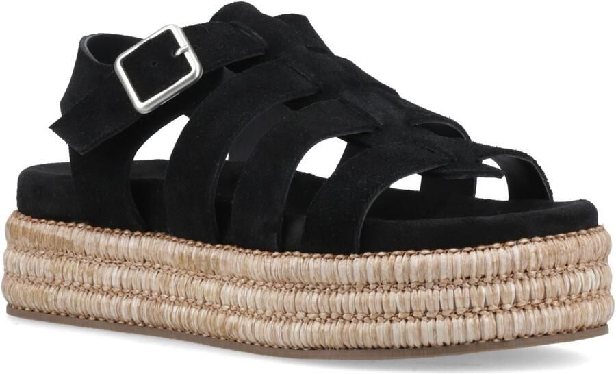 Hush Puppies Rosetta Gladiator Leren Dames Sandalen Zwart Tan