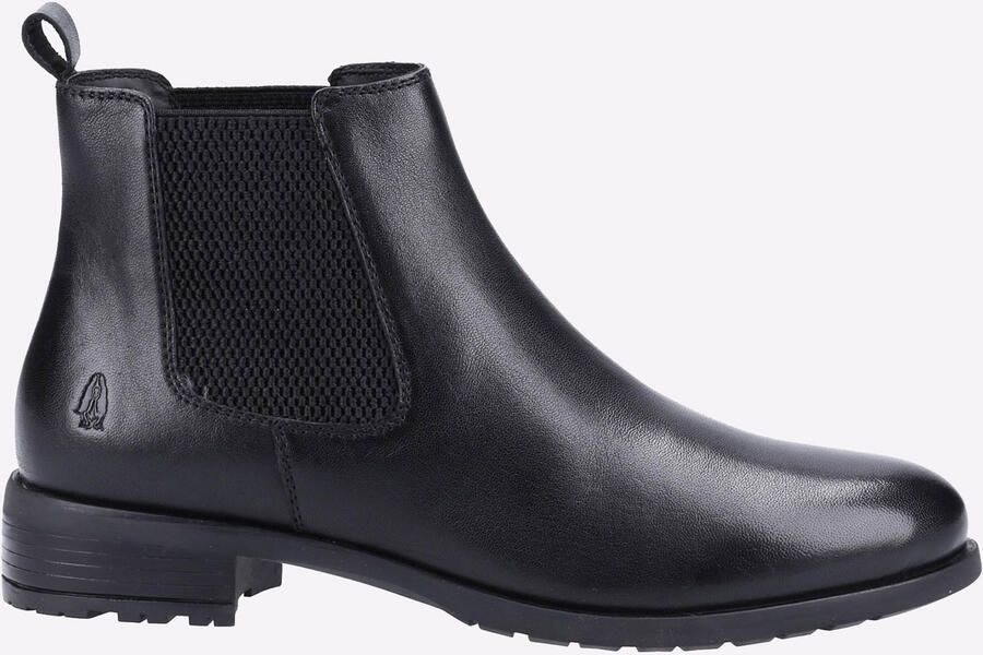 Hush Puppies Sammie Leren Dames Zwarte Platte Chelsea Laarzen