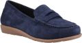 Hush Puppies Shelby Suède Dames Navy Instappers - Marineblauw