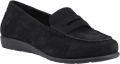Hush Puppies Shelby Suède Dames Zwarte Instappers - Zwart