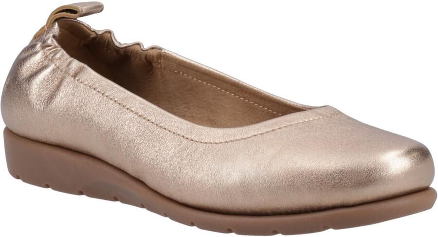 Hush Puppies Skylar Leer Dames Gouden Ballerina's