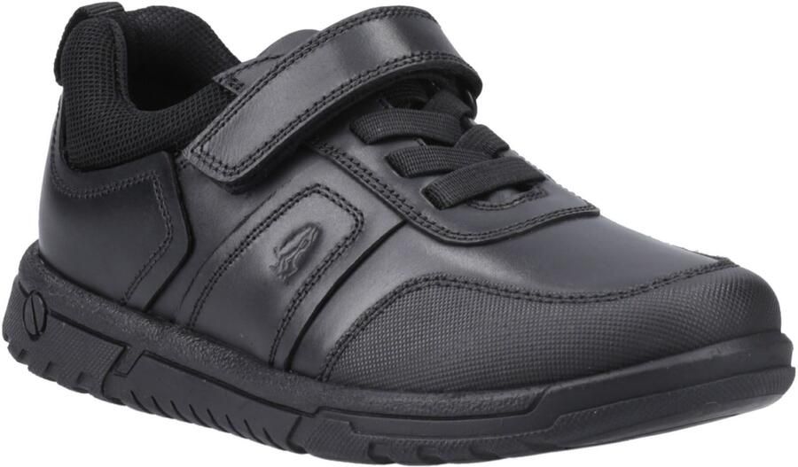Hush Puppies Sutton Bungee Leren Zwarte Veterschoenen Voor Jongens