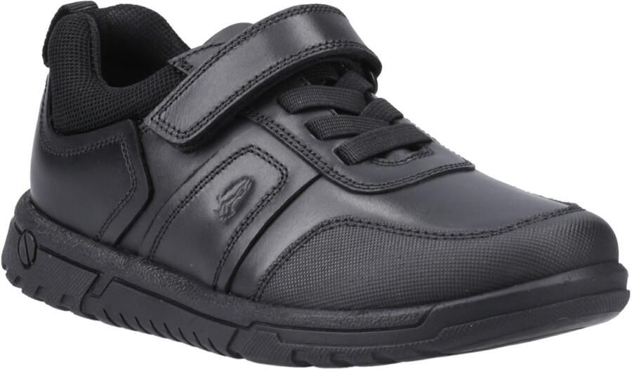 Hush Puppies Sutton Bungee Leren Zwarte Veterschoenen Voor Jongens