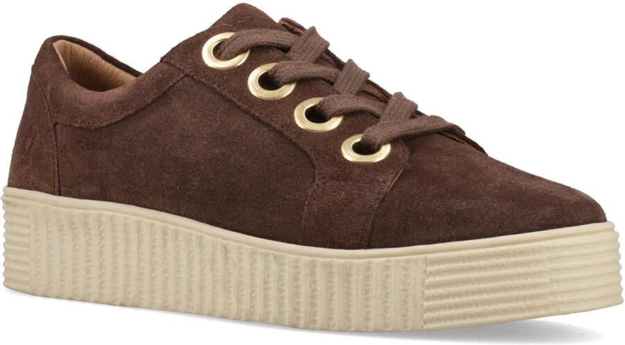 Hush Puppies Tamsin Suède Dames Chocolade Slim Fit Sneakers