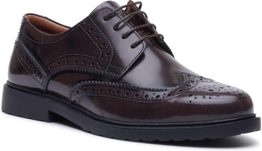 Hush Puppies Verity Hi-Shine Leren Dames Chocolade Brogues Schoenen