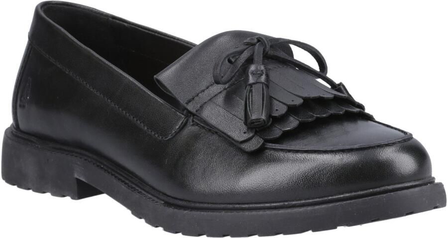 Hush Puppies Verity Kiltie Leren Dames Zwarte Instappers