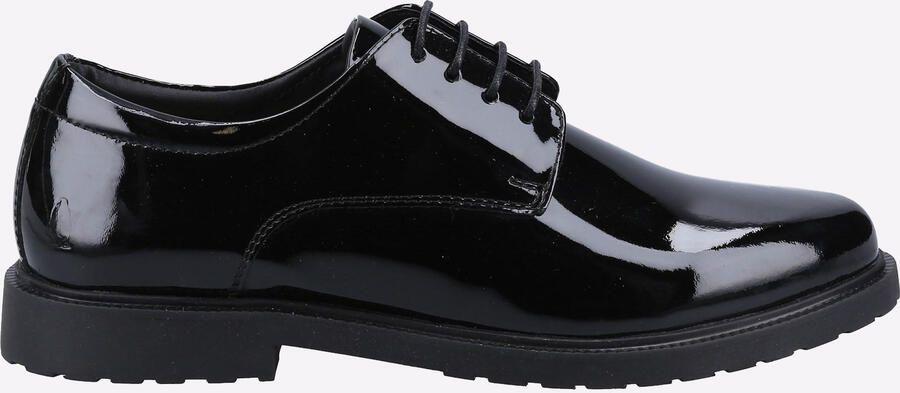 Hush Puppies Verity Slip On Leren Damesschoenen Met Lakleren Zwarte Brogues.